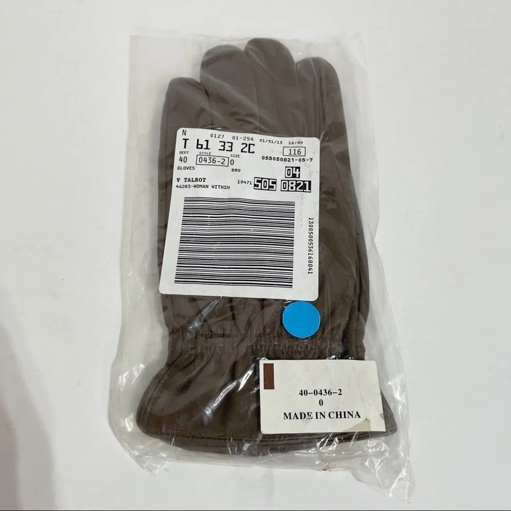Leather Beige Gloves Sz 0.
